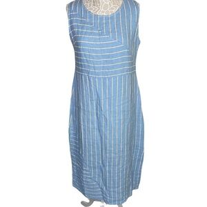 NWT Vanessa Zani 100% Linen Stripe Midi Dress size Large sustainable lagenlook